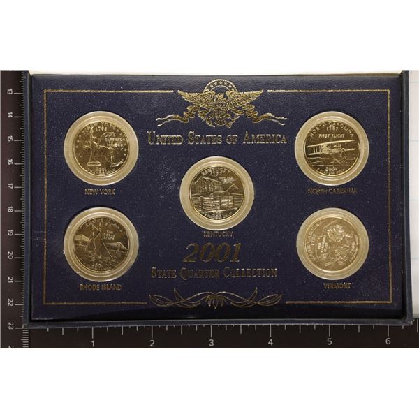 2001 GOLD PLATED US QUARTERS: NEW YORK,