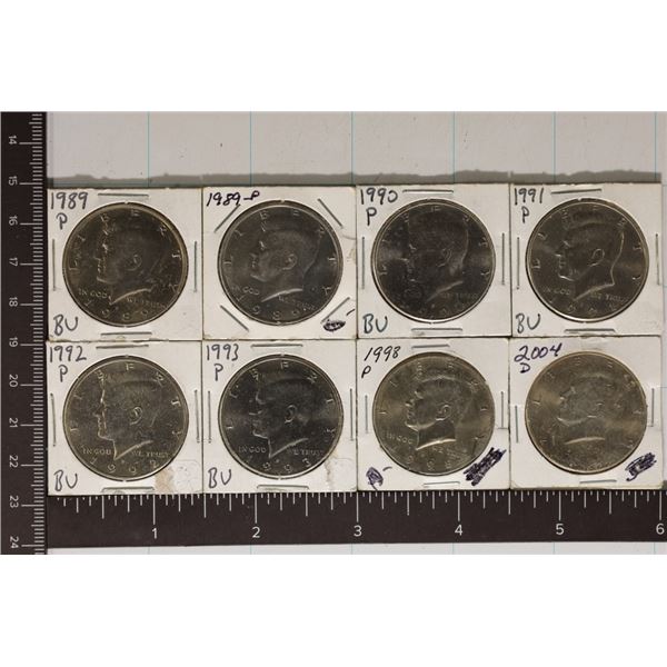 8 KENNEDY HALF DOLLARS UNC/BU HALF DOLLARS: