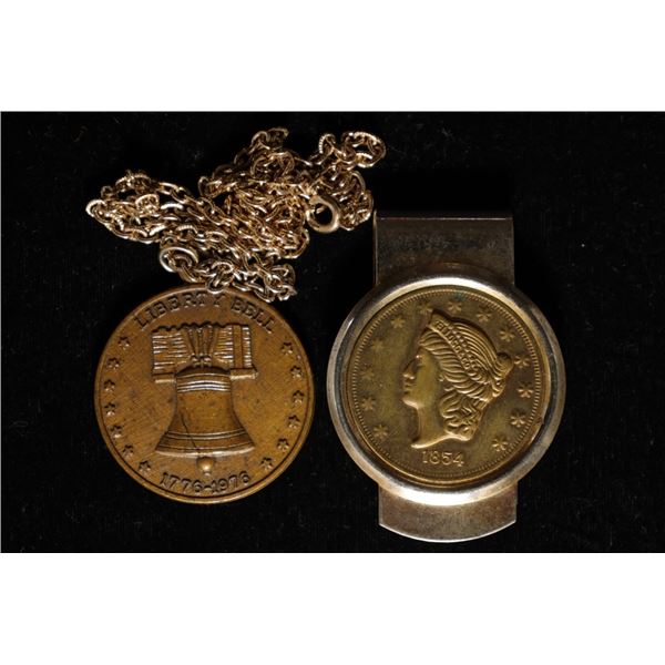 METAL MONEY CLIP WITH REPLICA 1854 GOLD DOUBLE