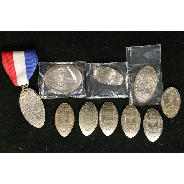 10 ASSORETED US ELONGATED COINS: 1-BUFFALO NICKEL,