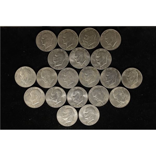 20 ASSORETED FINE/UNC IKE DOLLARS 1-1971, 3-1972-D