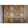Image 1 : 6-1955 THAILAND 10 BAHT BILLS, 4 ARE CRISP EF'S