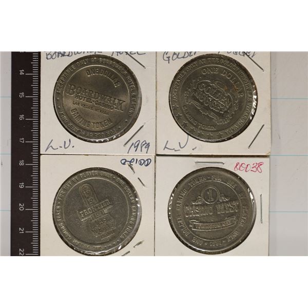 4-$1 METAL CASINO GAMING TOKENS: GOLDEN NUGGET,