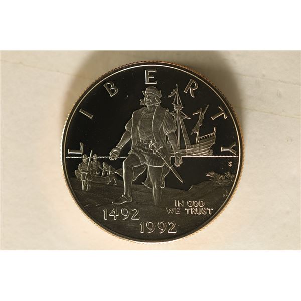 1992-S US PROOF COLUMBUS HALF DOLLAR IN HARD