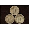 Image 1 : 3 NO DATE SILVER STANDING LIBERTY QUARTERS