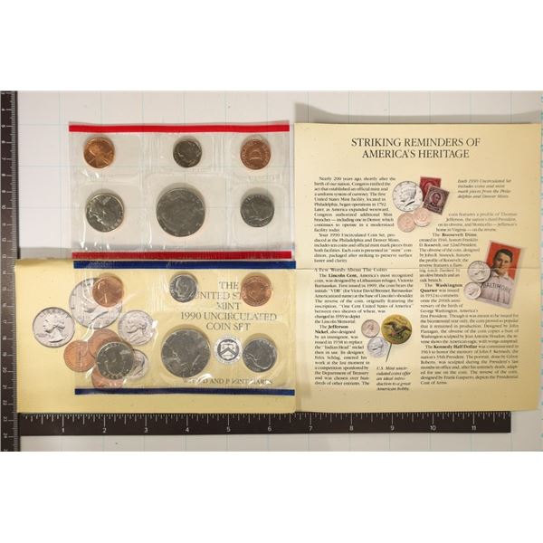 1990 US MINT SET (UNC) P/D (WITH ENVELOPE) AND