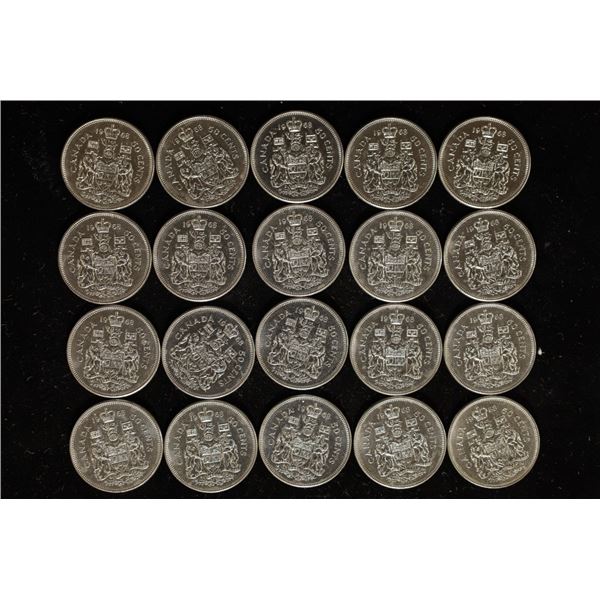 20-1968 BU CANADA 50 CENT COINS