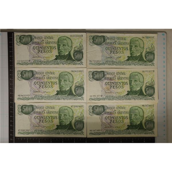 6-CIRCA 1977 ARGENTINA 500 PESOS BILLS