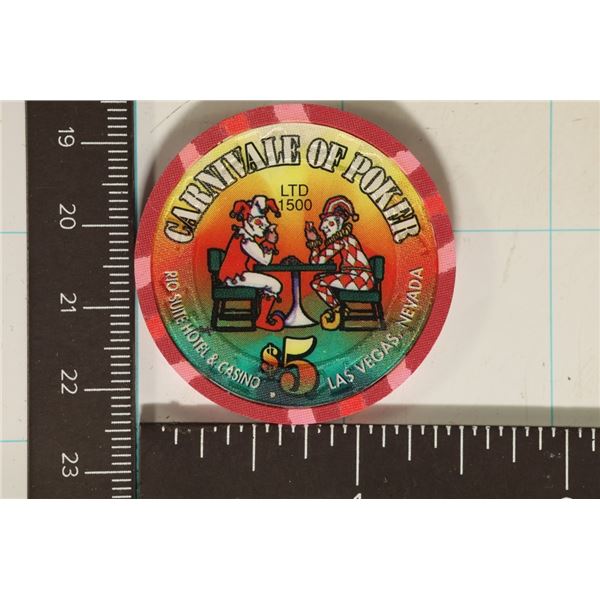 $5 REO SUITES CASINO CHIP LAS VEGAS, NEVADA