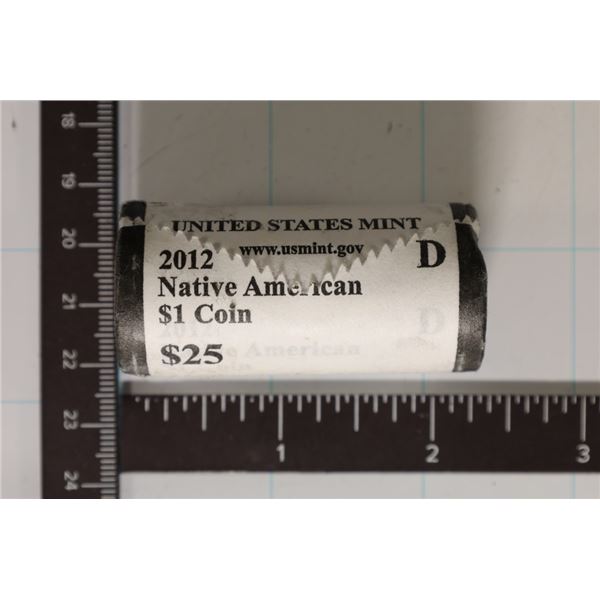 2012-D SOLID DATE $25 ROLL OF UNC NATIVE AMERICAN