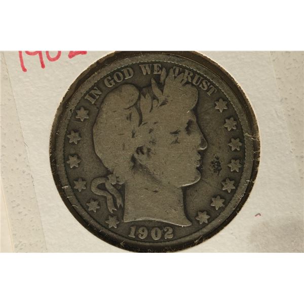 1902 SILVER BARBER HALF DOLLAR