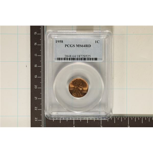 1958 LINCOLN WHEAT CENT PCGS MS64RD