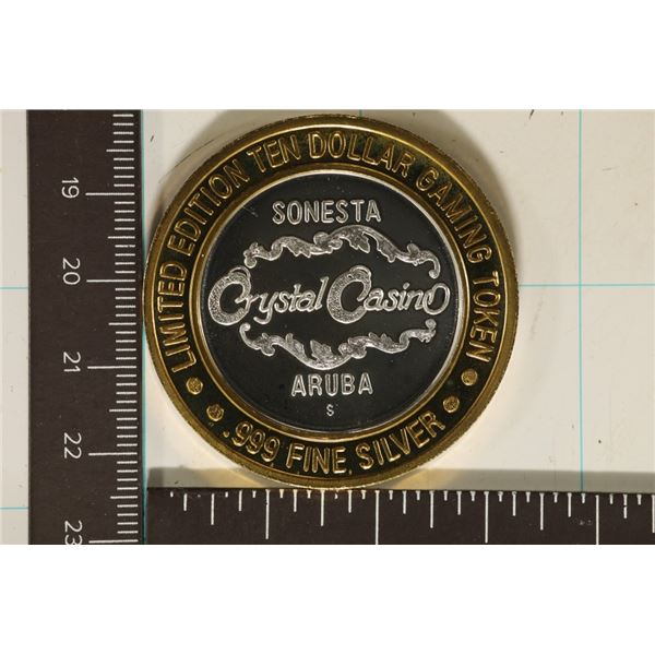 CASINO $10 SILVER TOKEN (UNC) SONESTA CRYSTAL