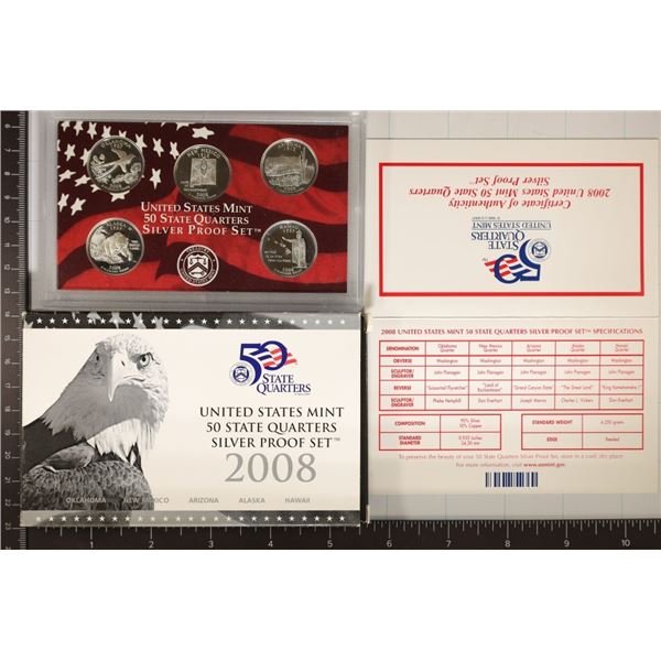 2008 SILVER US 50 STATE QUARTERS PROOF SET WITH