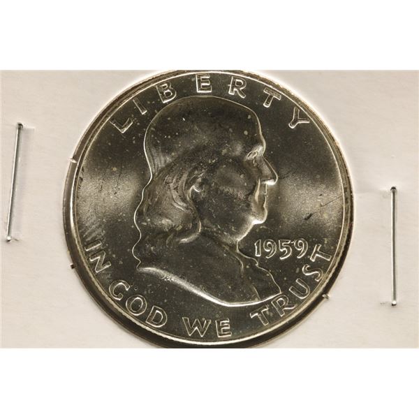1959 SILVER FRANKLIN HALF DOLLAR BRILLIANT UNC
