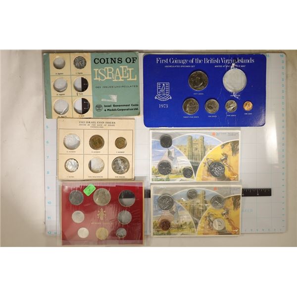 6 PARTIAL COINS SETS: 1964 VATICAN CITY 5 COINS-