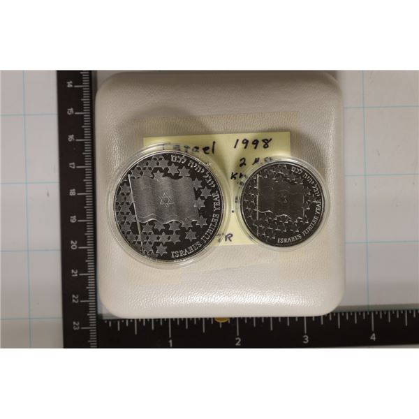 1998 ISRAEL SILVER 2 COIN SET: PF 2 NEW SHEQALIM