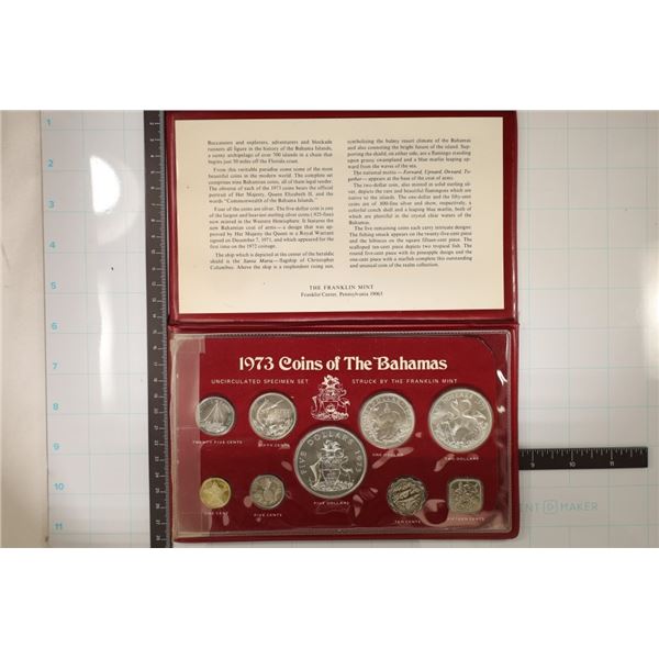 1973 NINE COIN BAHAMA SET WITH 2.85 OZ. ASW UNC