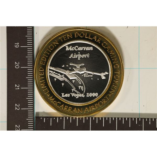 CASINO $10 SILVER TOKEN (UNC) MCCARRAN AIRPORT