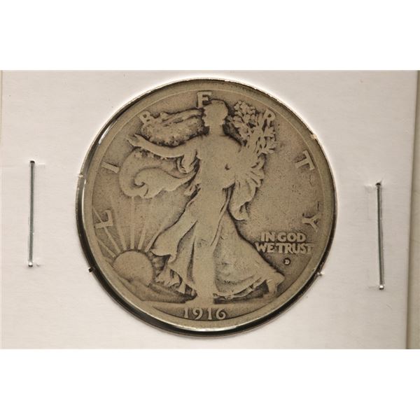 BETTER DATE 1916-D OBVERSE SILVER WALKING LIB HALF