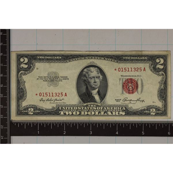 1953 US $2 RED SEAL STAR NOTE