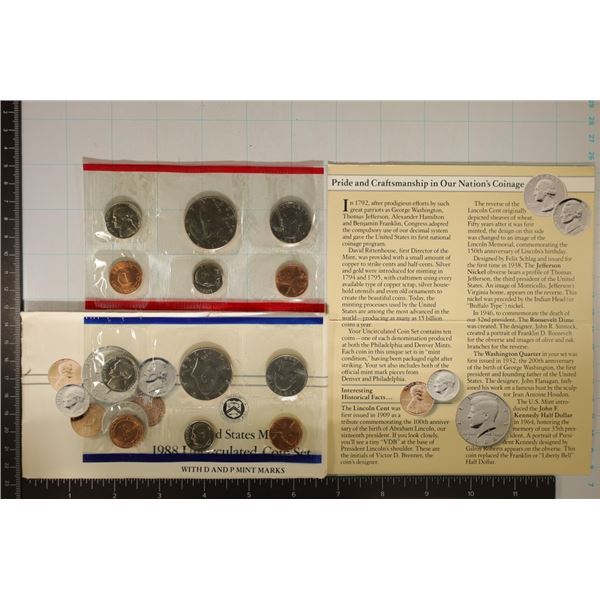 1988 US MINT SET (UNC) P/D (WITH ENVELOPE)