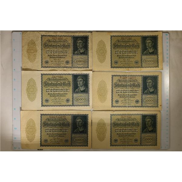 6-1922 GERMAN 10,000 MARK BILLS, COUPLE OF BILLS