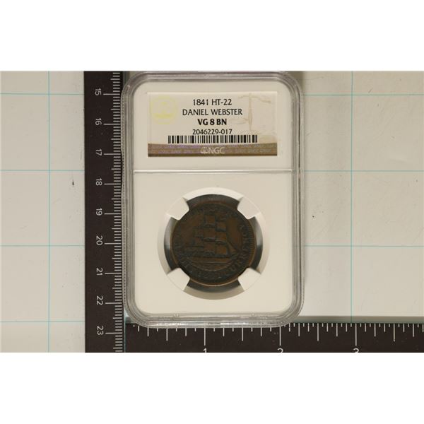 1841 HARD TIMES TOKEN DANIEL WEBSTER NGC VG8 BN