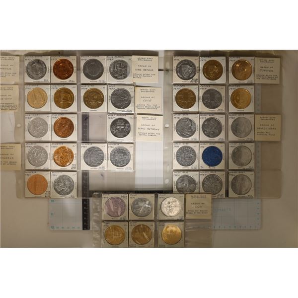 38 ASSORTED ALUMINUM MARDI GRAS TOKENS: KREWE