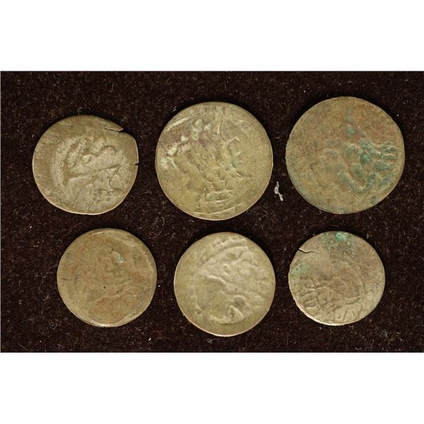 6 SILVER DIME SIZED OTTOMAN EMPIRE PARA COINS: