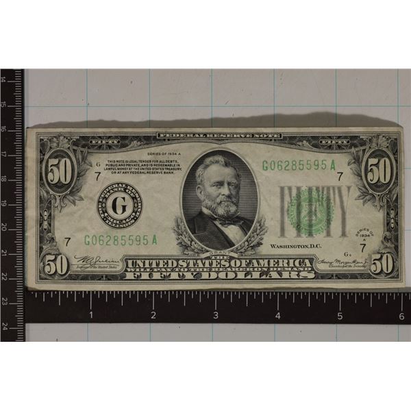 1934-A US $50 FRN, GREEN SEAL.