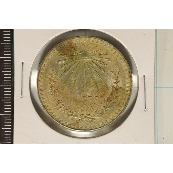 1940-M MEXICO SILVER CAP & RAYS PESO .3857 OZ. ASW