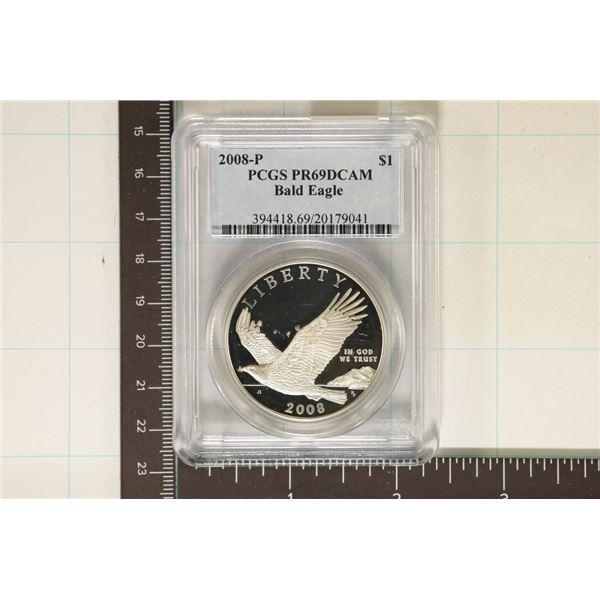 2008-P BALD EAGLE SILVER DOLLAR PCGS PR69 DCAM