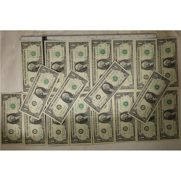 19-CRISP UNC US $1 FRN'S: 1-1969, 1-1969-D, 1-1981