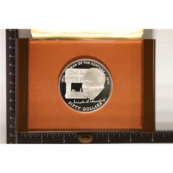 1974 COOK ISLANDS PF $50 SILVER COIN 2.87 OZ. ASW