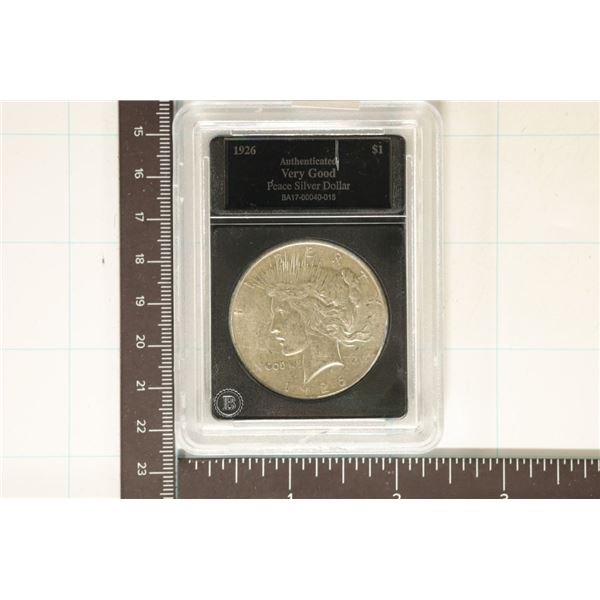 1926-D PEACE SILVER DOLLAR IN BLACK SLAB
