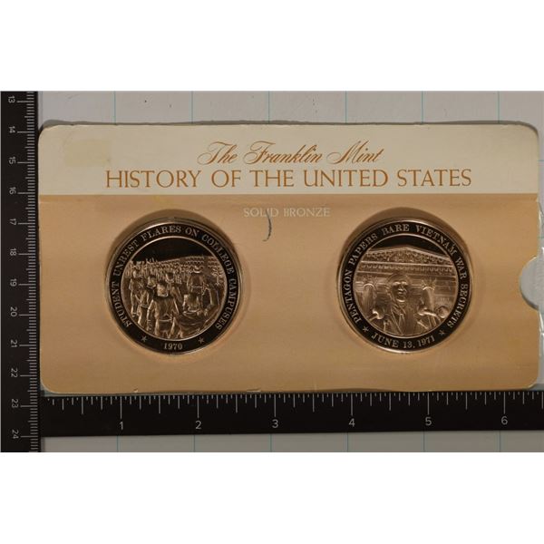 2 FRANKLIN MINT HISTORY OF THE UNITED STATES MEDAL