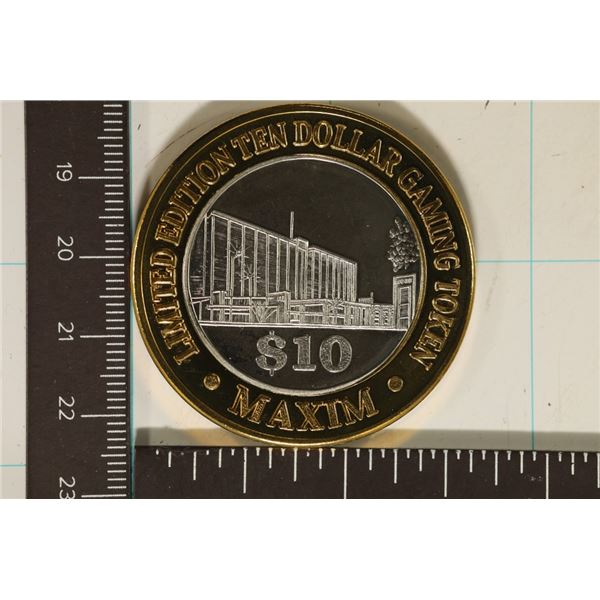 CASINO $10 SILVER TOKEN (UNC) MAXIM HOTEL CASINO