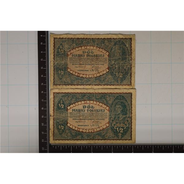 2-1920 POLAND 1/2 MARKI BILLS