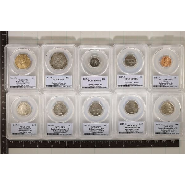 2017 TEN COIN ENHANCED UNC SET ALL SP70'S IN PCGS
