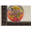 Image 2 : $5 GRAND CASINO CHIP GULFPORT, MISSISSIPPI 1993
