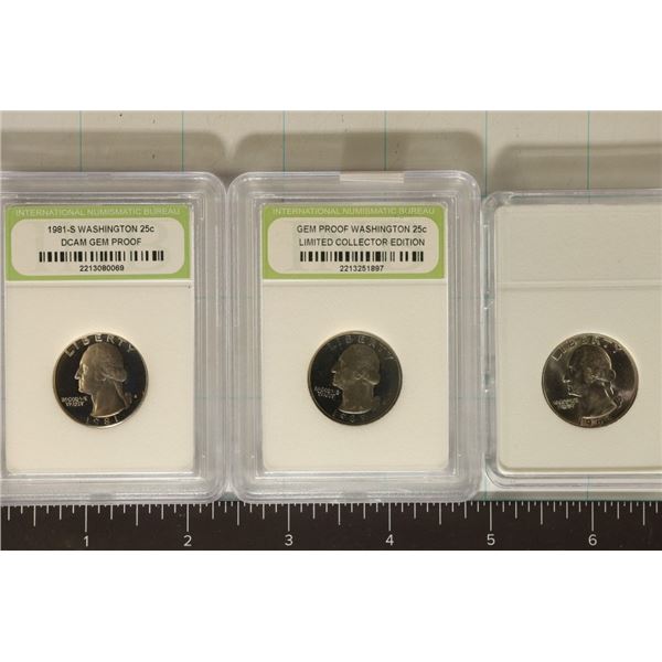 3 WASHINGTON QUARTERS: 1966 UNC, 1981-S & 1989-S