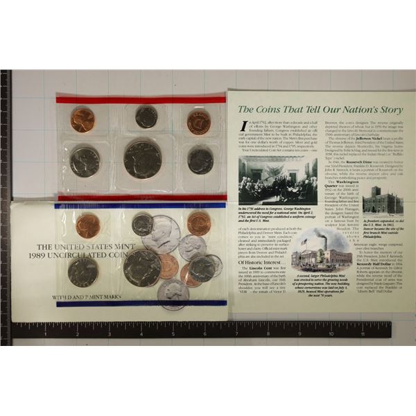 1989 US MINT SET (UNC) P/D (WITH ENVELOPE) AND