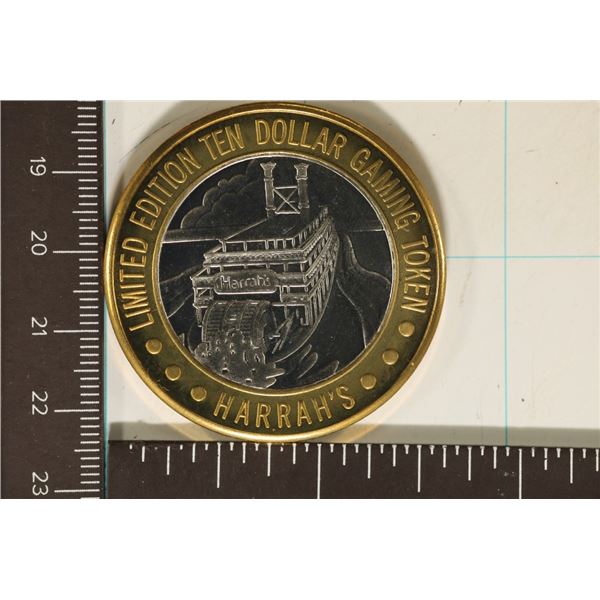 CASINO $10 SILVER TOKEN (UNC) HARRAH'S VEGAS