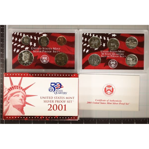 2001 US SILVER PROOF SET (WITH BOX) AND CERT