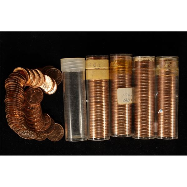 5-SOLID DATE .50 CENT ROLLS OF CANADA 1 CENT COINS