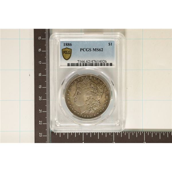 1886 MORGAN SILVER DOLLAR PCGS MS62