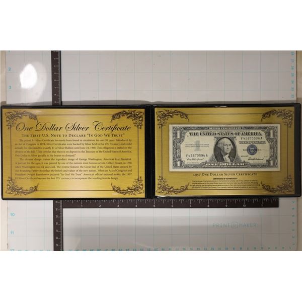1957 US $1 SILVER CERT BLUE SEAL. CRISP IN BLACK