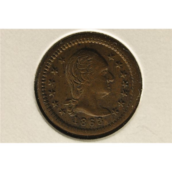 1863 CIVIL WAR TOKEN FLAG WITH SHIELD ON REVERSE