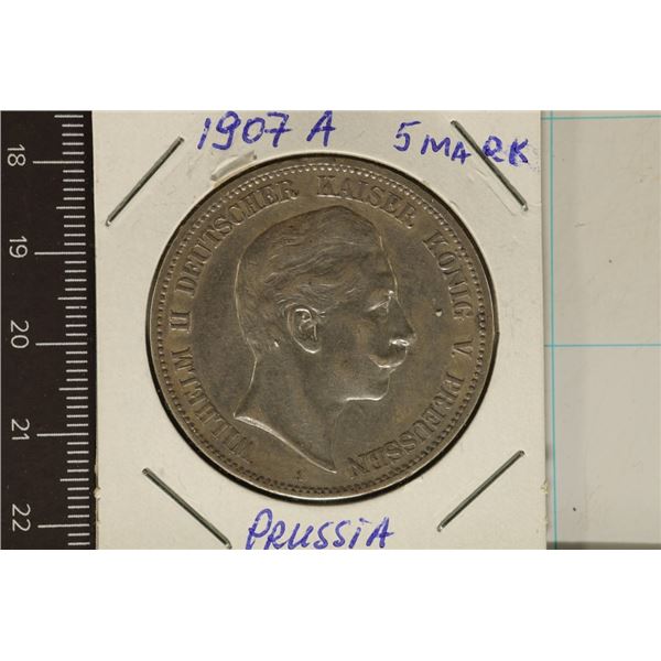 1907-A PRUSSIA SILVER 5 MARK .8037 OZ. ASW
